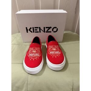Kenzo K-Skate Tiger Embroidered Red White Women Slip On Sz 36 US5